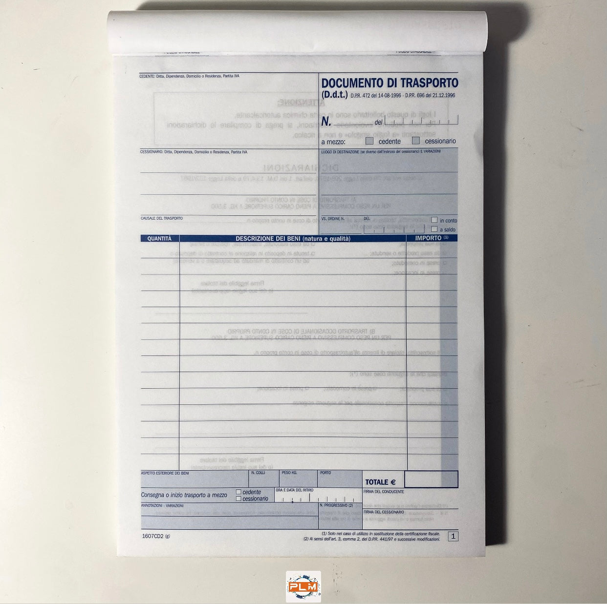 DDT documento di trasporto DATA UFFICIO DU1607CD2 A5 2COPIE AUTORICALCANTI