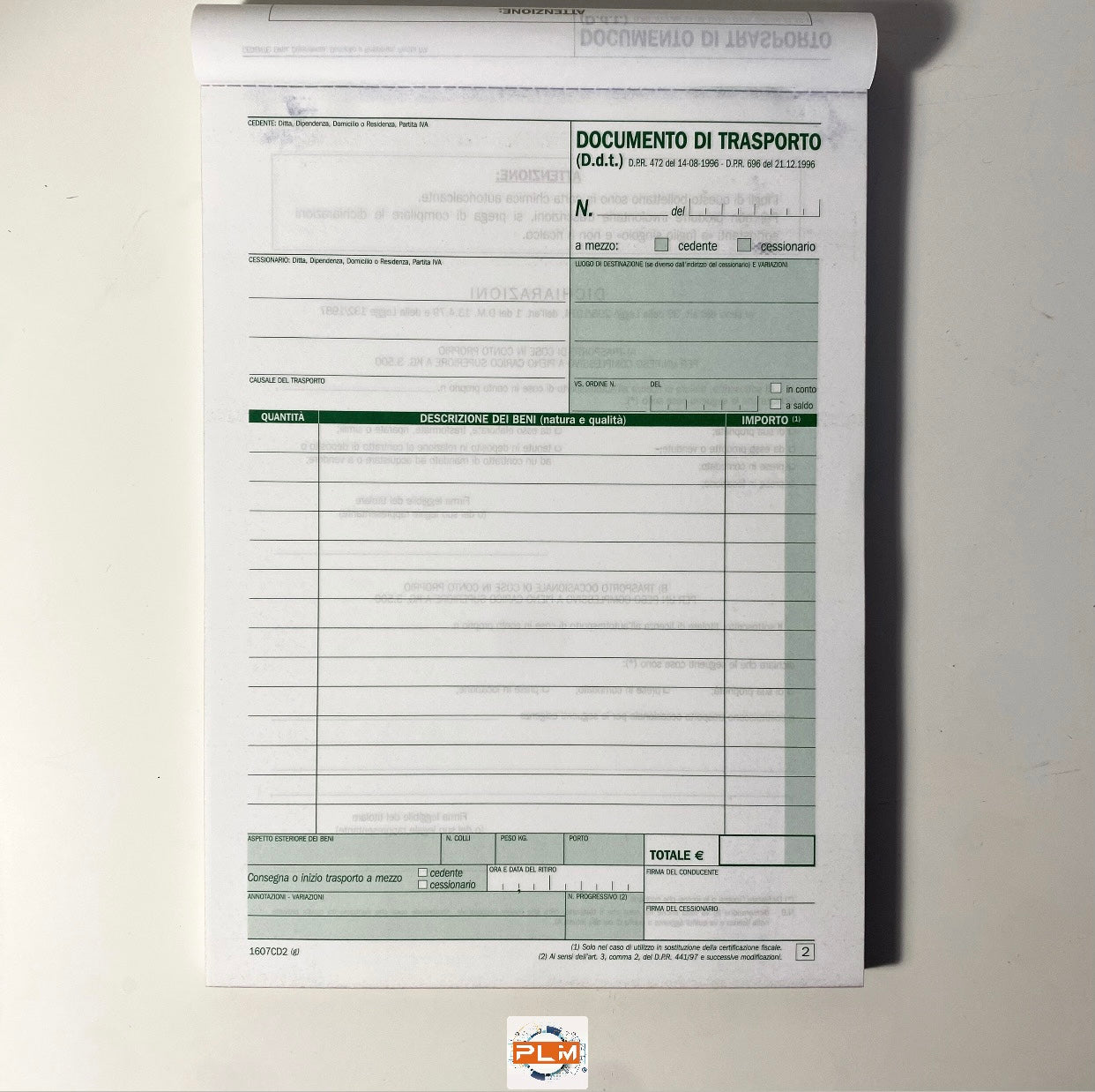 DDT documento di trasporto DATA UFFICIO DU1607CD2 A5 2COPIE AUTORICALCANTI