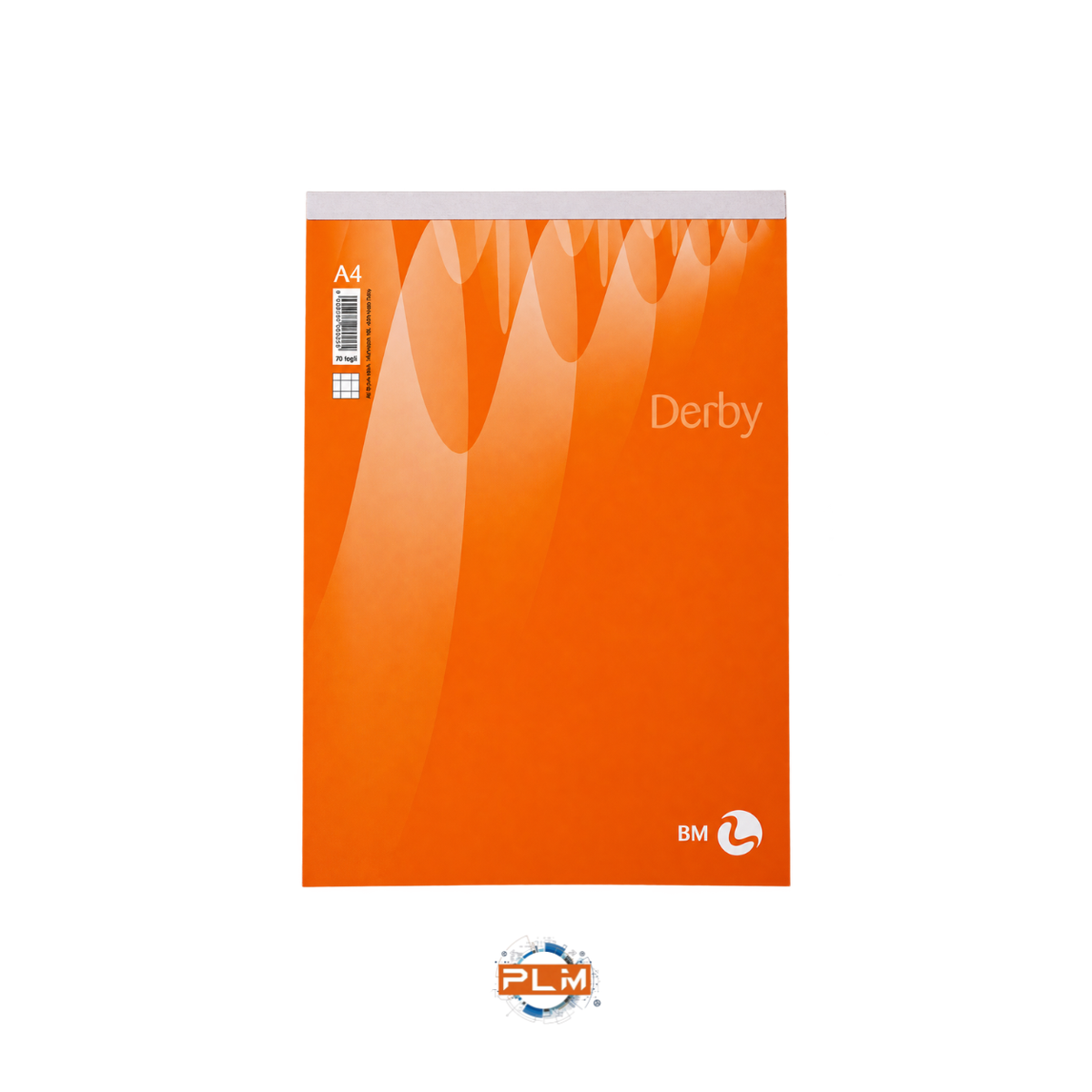 Block notes A4 a quadretti da 60 fogli con copertina arancione, vista frontale.