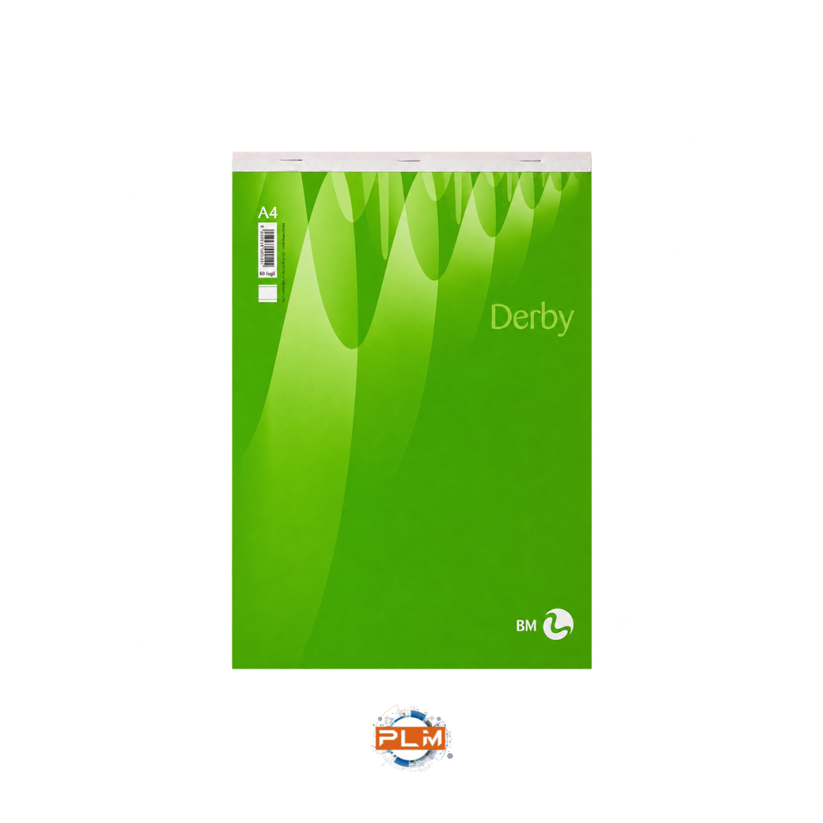 Block notes A4 a righe da 60 fogli con copertina verde, vista frontale.