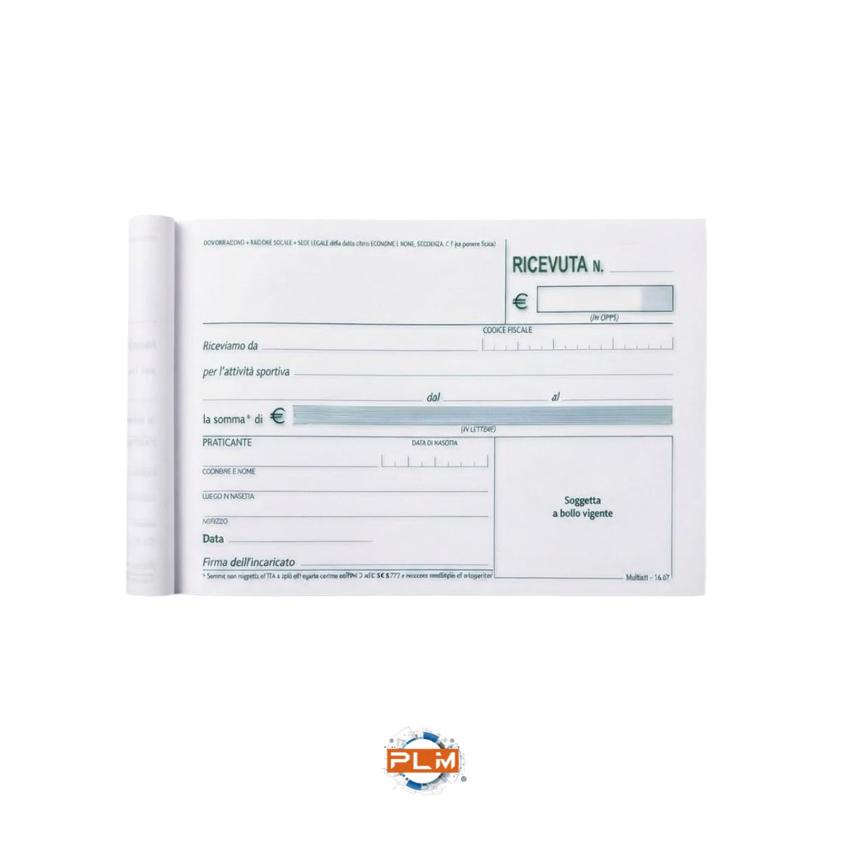 Blocco Ricevute Attività Sportive Duplice Copia Autoricalcante | 12x17cm