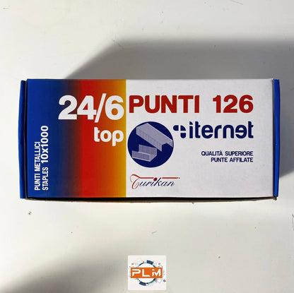 10X1.000 punti 126 24/6 universali per cucitrice spillatrice maxi - punte affilate in acciaio galvanizzato