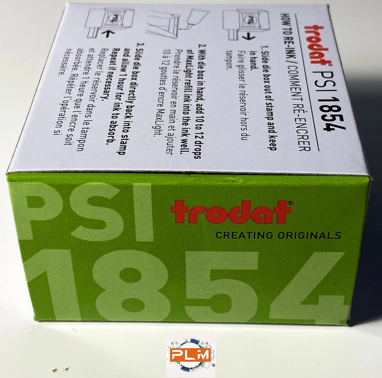 Timbro personalizzato Trodat PSI 1854 autoinchiostrante formato 22X60mm - testo e logo