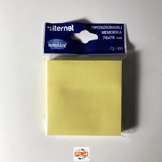 Blocco 100 fogli memo idea netes riposizionabili formato 76X76mm colore giallo