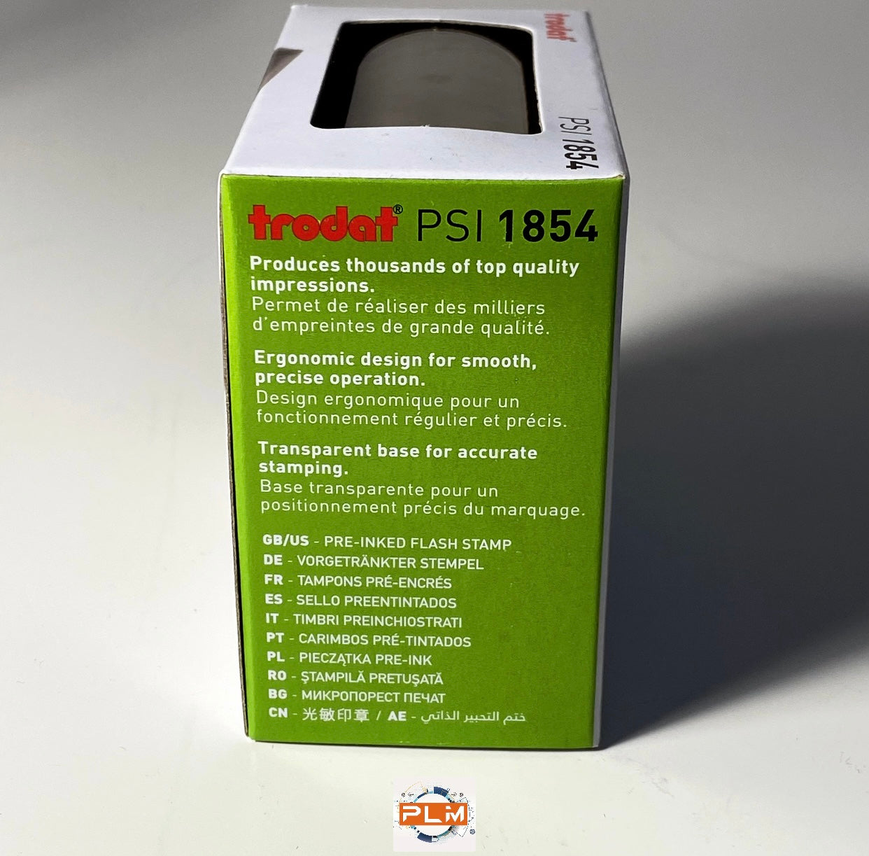 Timbro personalizzato Trodat PSI 1854 autoinchiostrante formato 22X60mm - testo e logo