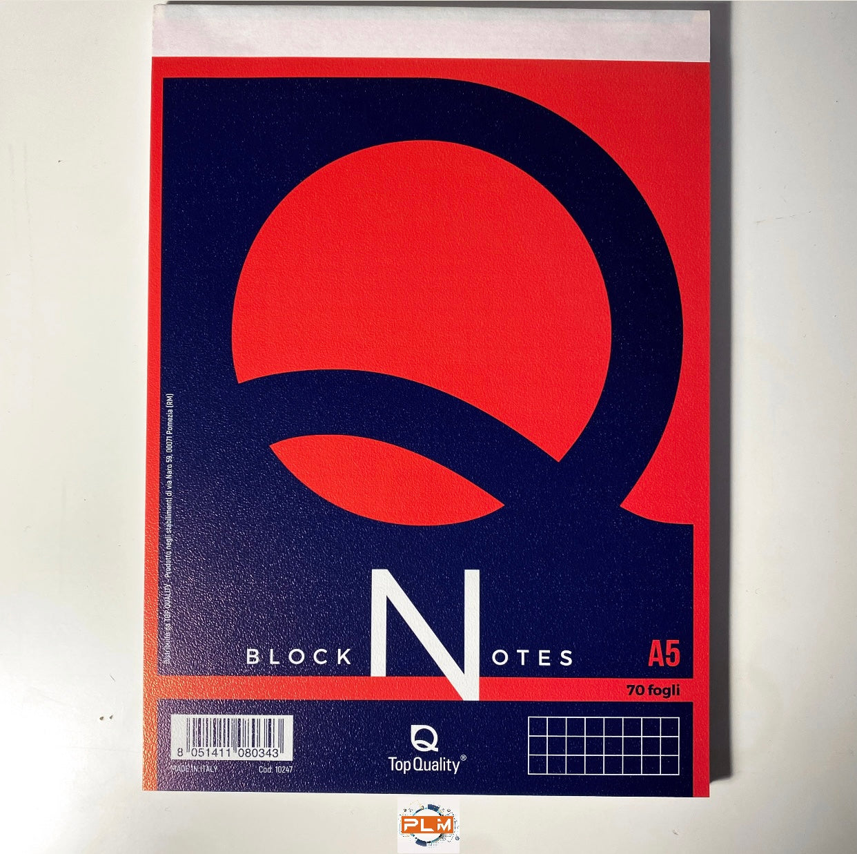 Block notes A5 70F. quadretti formato 15X21cm carta bianca 60gr.