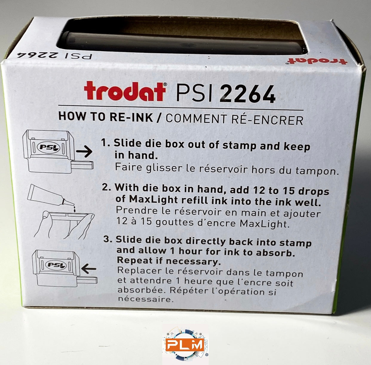 Timbro personalizzato Trodat PSI 2264 autoinchiostrante formato 25X67mm - testo e logo