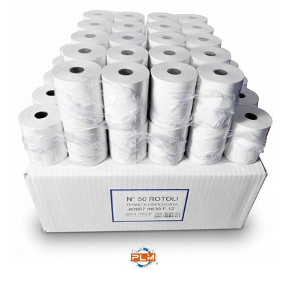 Rotoli carta termica omologata per registratore di cassa 57 mm X 30 m | Anima F.12