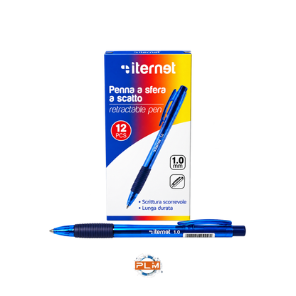 Penna a sfera a scatto Iternet Blu 1,0 mm - Scrittura scorrevole