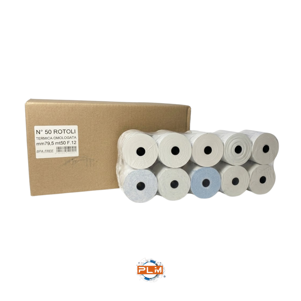 Rotoli carta termica 80×50 m F.12  omologati | 10 o 50 rotoli (per reg. cassa e stampanti con vano di piccole dimensioni)