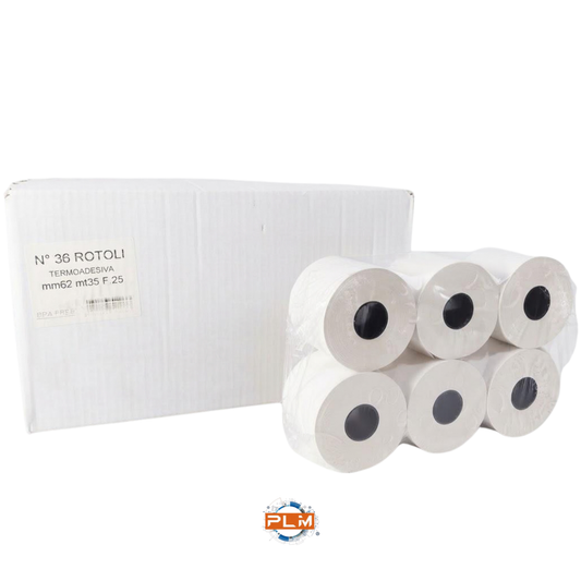 Rotoli carta termica adesiva per bilance elettroniche 62 x 35 m