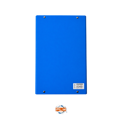 Cartella con elastico piatto New Color blu, formato A4 con dorso da 5 cm vista retro