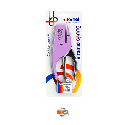 Cucitrice a pinza Virginia Spring lilla in blister con scatola di punti 6/4 inclusa