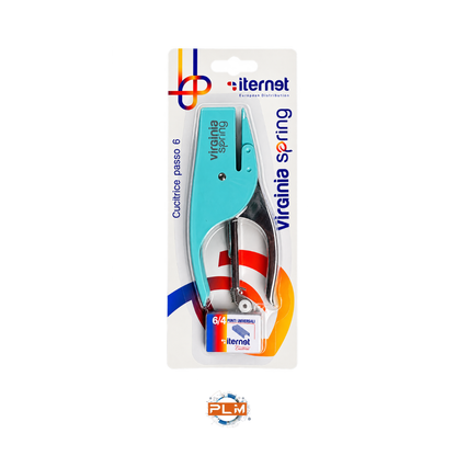 Cucitrice a pinza Virginia Spring turchese in blister con scatola di punti 6/4 inclusa