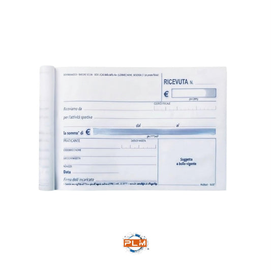 Blocco ricevute per attività sportive in duplice copia autoricalcante 12 × 17 cm