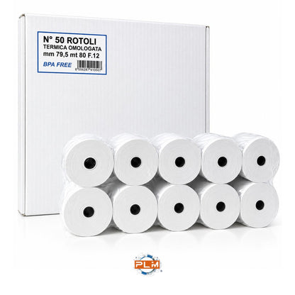 Rotoli carta termica omologata per registratore di cassa 80 mm x 80 m | Anima F.12