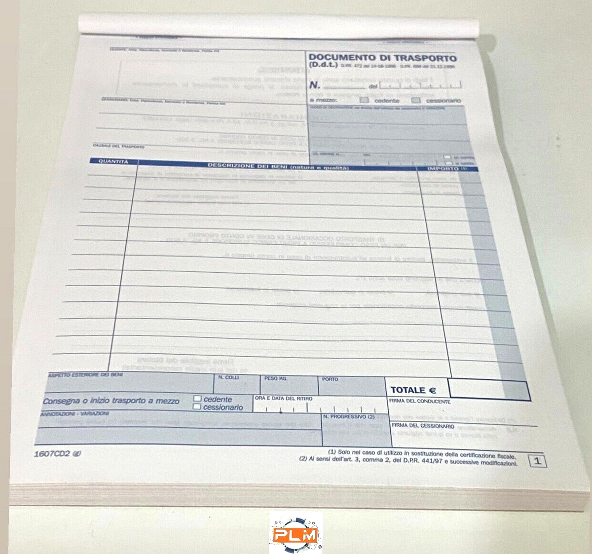 10 DDT DOCUMENTO DI TRASPORTO DATA UFFICIO DU1607CD2 A5 2COPIE AUTORIC ...